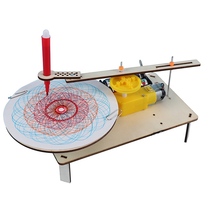 Science Project Diy - 1-3Pcs DIY Wooden Electric Plotter Drawing