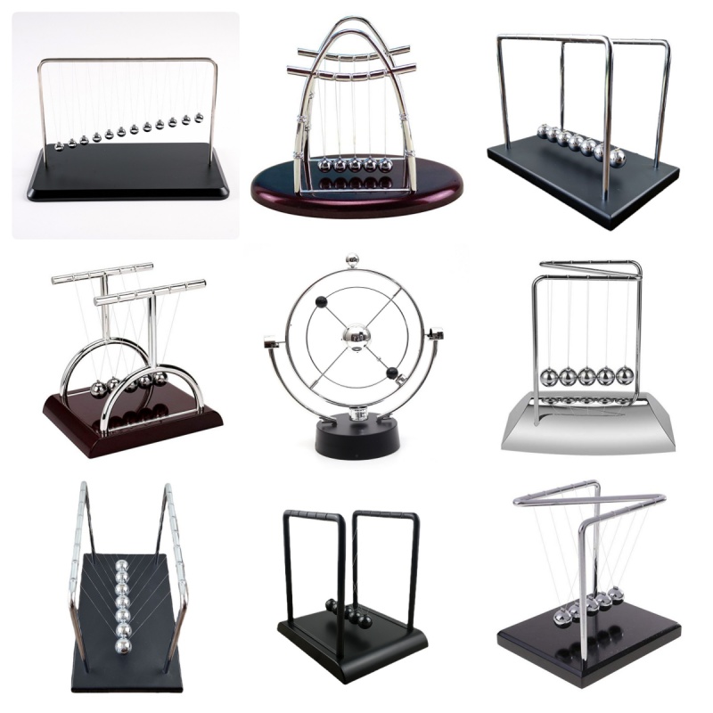 Newton Cradle Large - Newton's Pendulum Metal Bracket Energy Conservation